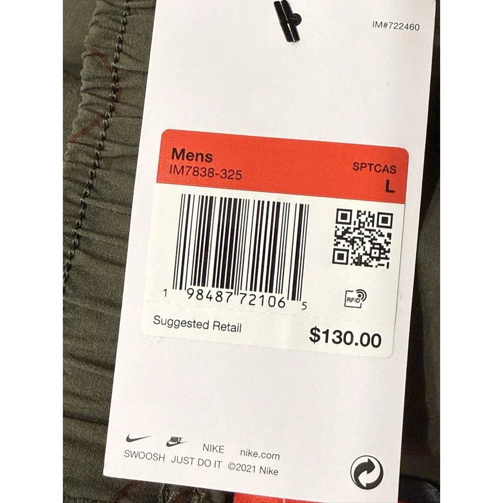 Nike Tech Open-Hem Woven Pants L Olive Topographic Print Straight Leg IM7838-325